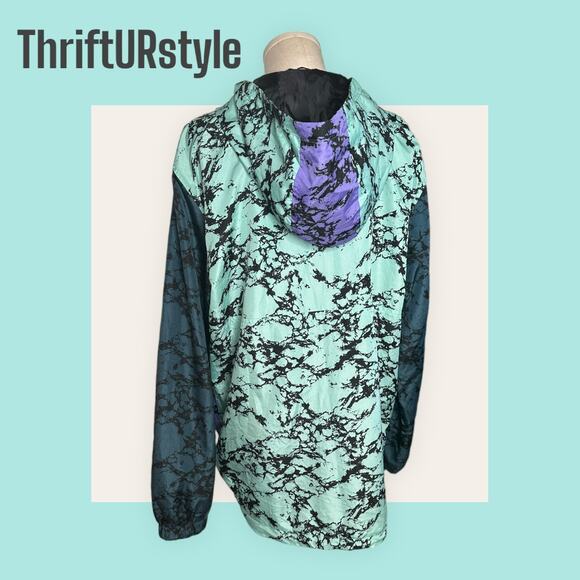 ENCRYPTED‎ NYC retro Y2K HUSTLE tri-color windbreaker Large - Picture 2 of 6